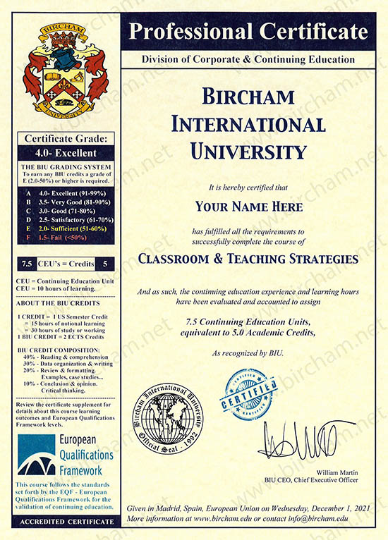 継続教育 Bircham International University